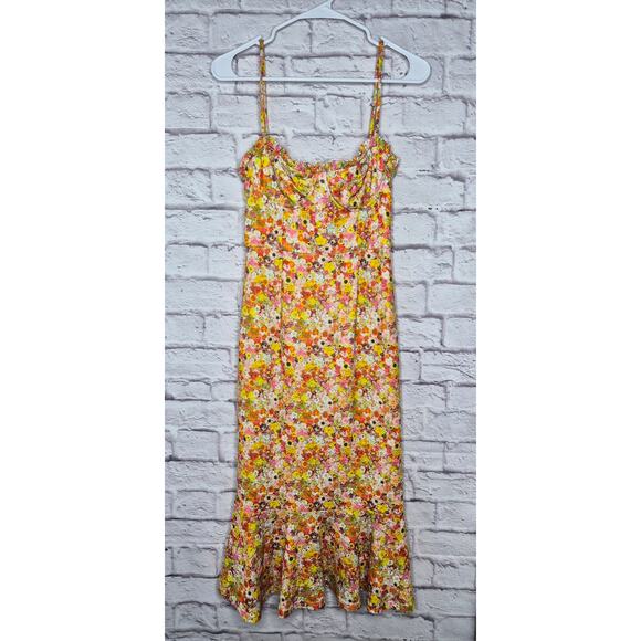 Hutch Anthropologie Jolie Floral Mermaid Midi Dress Sweetheart Neck Small S - Picture 2 of 9